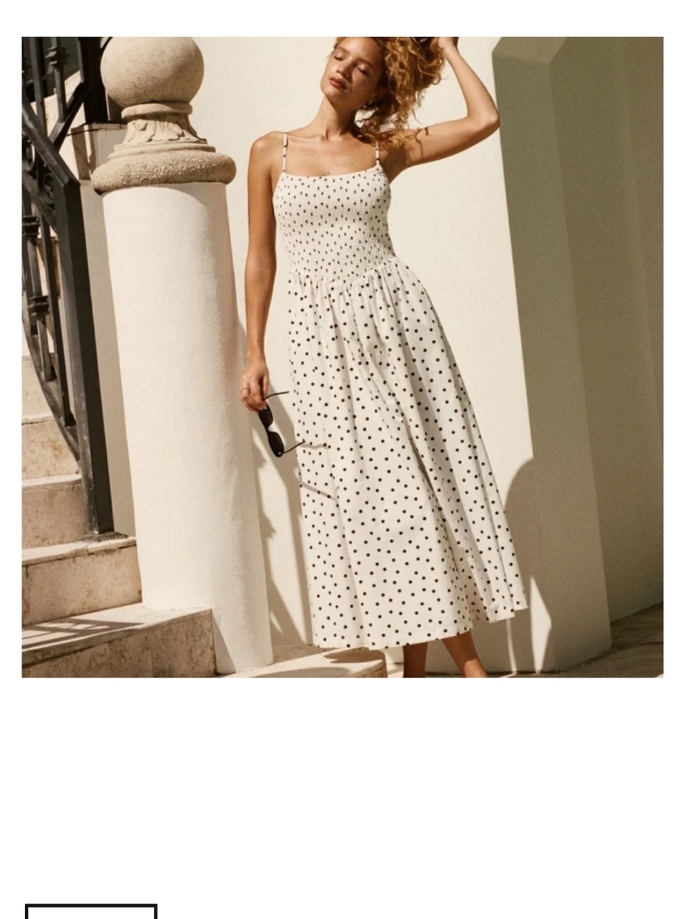 Abercrombie & Fitch White dipped-waist Midi Dress with Black Polka Dots